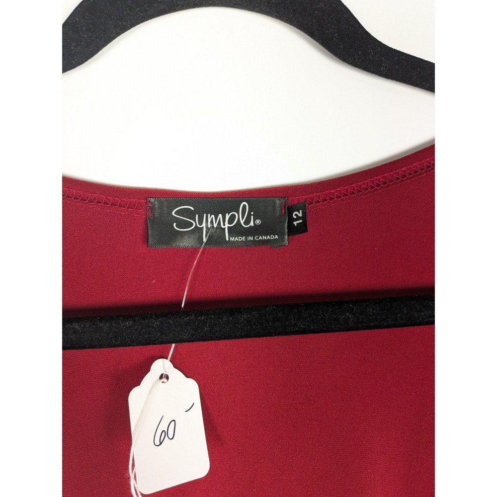 NEW SYMPLI Solid Red Stretch Tiered Cropped Smock Scoop Vest Tank Top Size 12